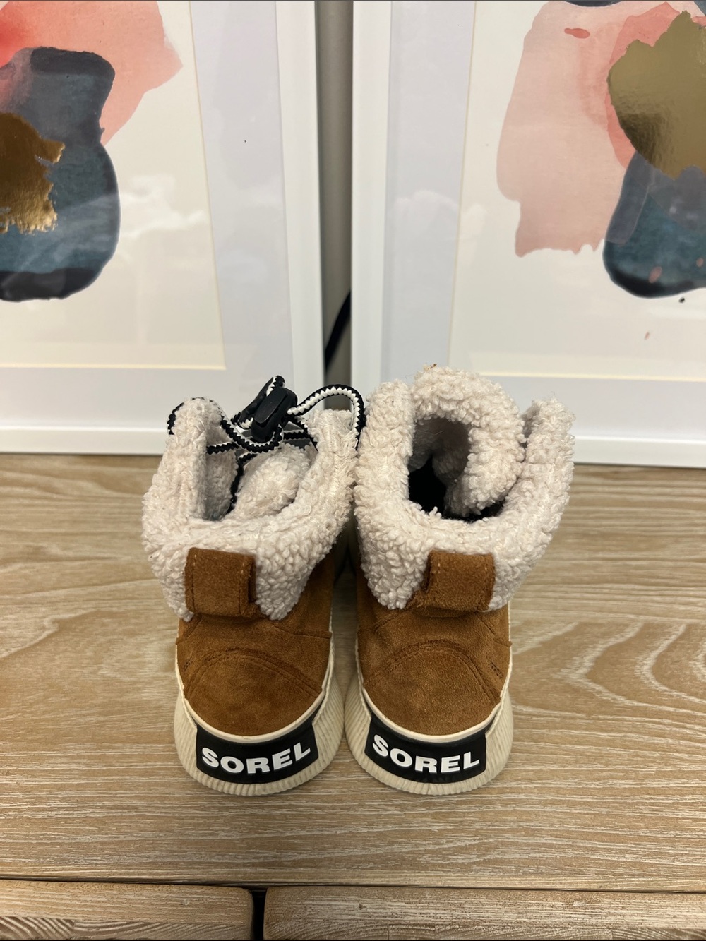 Sorel Kids Tan Suede Sherpa-Lined Winter Boots